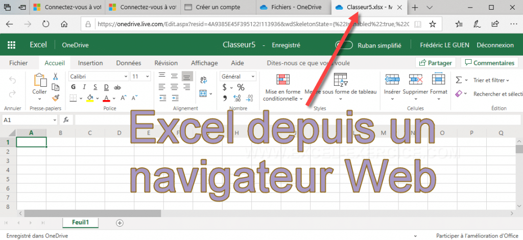 Excel Online depuis un navigateur Web