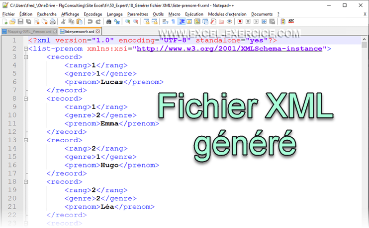 Fichier XML automatiquement genere